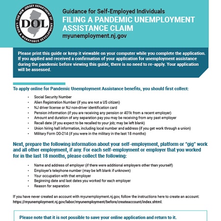 Guidance for Self-Employed Individuals FILING A PANDEMIC UNEMPLOYMENTASSISTANCE CLAIM